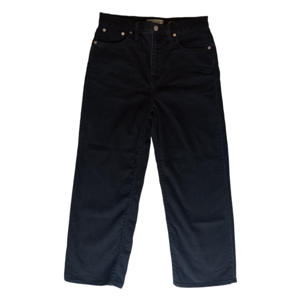 Madewell Slim Wide Leg Crop Lunar Wash Straight Black Denim Jeans Size 29